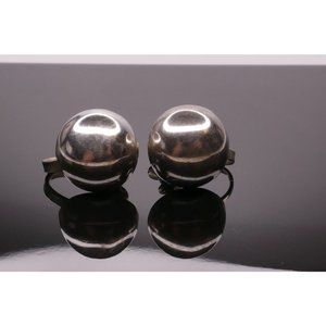 Vintage Sterling Silver Dome Earrings With Screw Backs